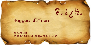 Hegyes Áron névjegykártya